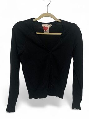 Y2K Derek Heart Black Button Down Cardigan